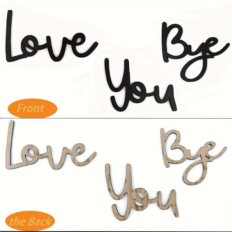 Boho-chic Love You Bye Pattern Wooden Sign, 1 Count Reusable Wall Art with Adhesive Tape, Wall Decor for Home Living Room Bedroom