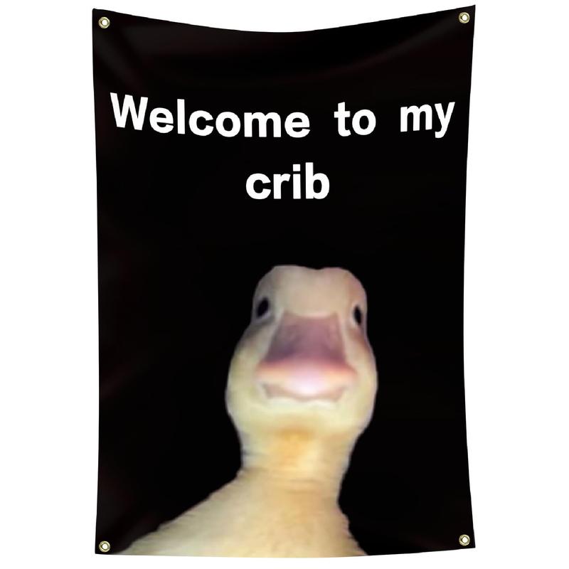 Welcome to My Crib Flag 3x5 Ft Funny Banner Party Supplies Yard Signs Home Decor Hanging Poster for College Room Man Cave Teen Boys and Girls Welcome Photo Backdrop with 4 Brass Grommets