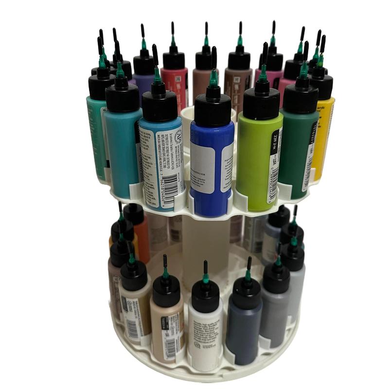 2 Tier Spinning Paint and Storage Caddy Organizer- Holds  up to 48 (2 OZ) Paint Bottles