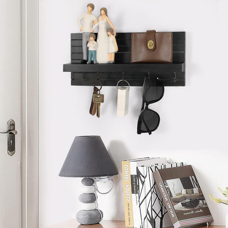 Wall trim key holder with shelf, entrance rack with hook for belts, jackets and glasses - sturdy wooden keychain entrance hanger with mounting hardware Shelves Decor Shelves Decor Shelves Decor