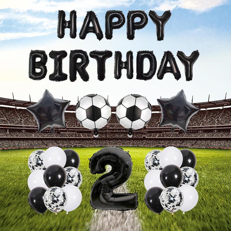  Football Themed Birthday Party Decoration, 1 Set Including Happy Birthday Football Design Balloon Set,  Birthday Party Decor Supplies for Festival Party Ceremony