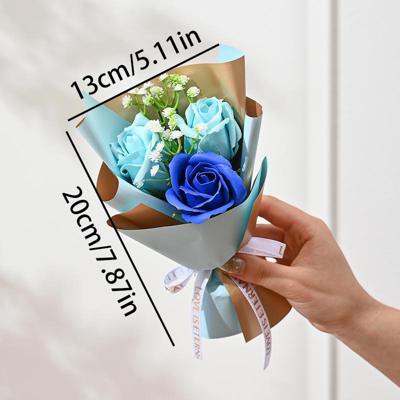 Artificial Rose Bouquet, 1 Count Faux Flower Bouquet, Decorative Flowers for Home Party & Wedding & Anniversary & Birthday, Gift for Mom