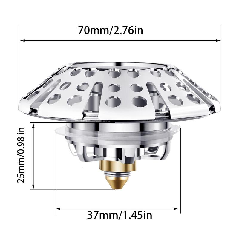 Universal Tub Stopper, 1 Count Bathtub Drain Plug, Pop Up Tub Drain Hair Catcher, Drain Cover with Strainer for 1-3 8 To 2in Bath Drain Hole