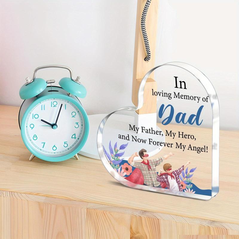 Acrylic Heart Shaped Plaque, Transparent Desktop Ornament, Desk Decorations, Birthday Gift for Dad, Universal Holiday Gift