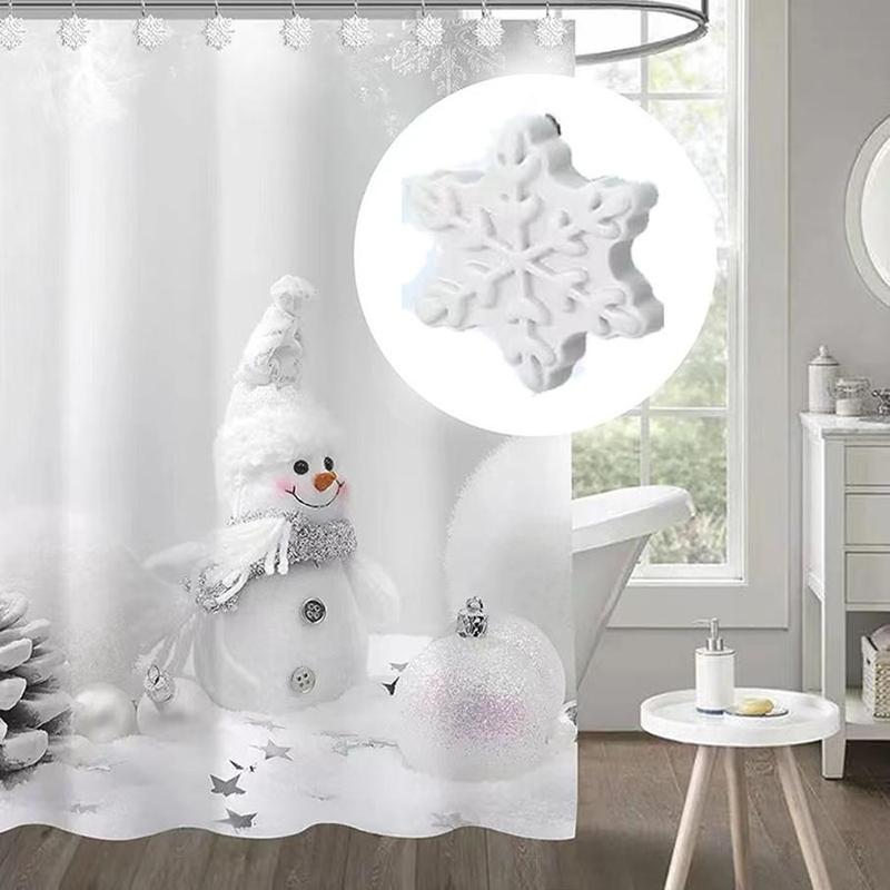 Christmas Snowflake & Star Design Shower Curtain Hook, 12pcs set Cute Decorative Shower Curtain Hook, Bathroom Accessories for Home Hotel Salon Dormitory Decor