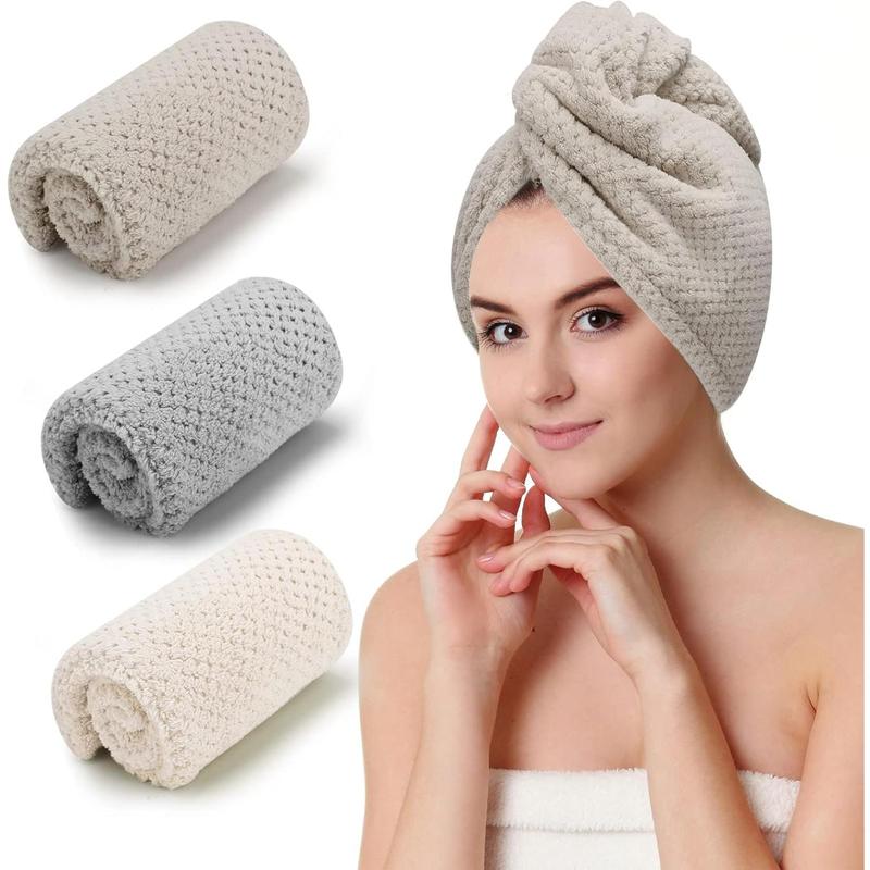 3 PCS Microfiber Hair Towel, Hair Wraps for Women Wet Hair, Fast Drying Hair Turban, Anti Frizz Head Towels Wrap for Curly Hair