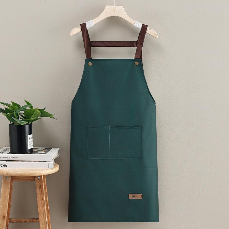 Solid Color Waterproof & Oil-proof Apron, 1 Count Durable Fashionable Apron with Pocket,  Household Apron for Home Kitchen Baking House Coffee Shop Garden