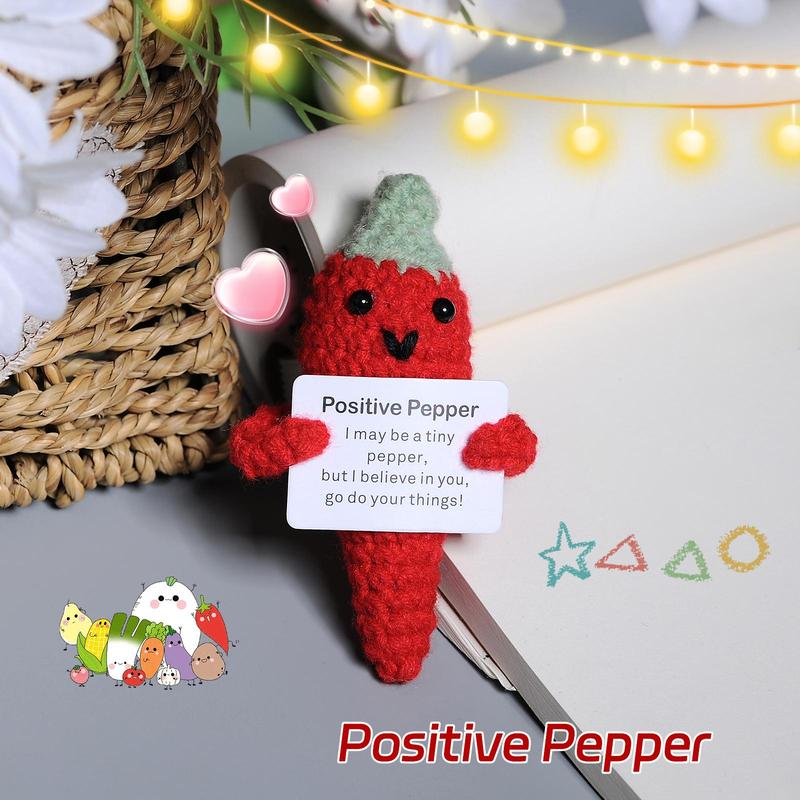 Cute Creative Chili Design Crochet Ornament, Positive Pepper Decor, Home Decor for Living Room Bedroom Office