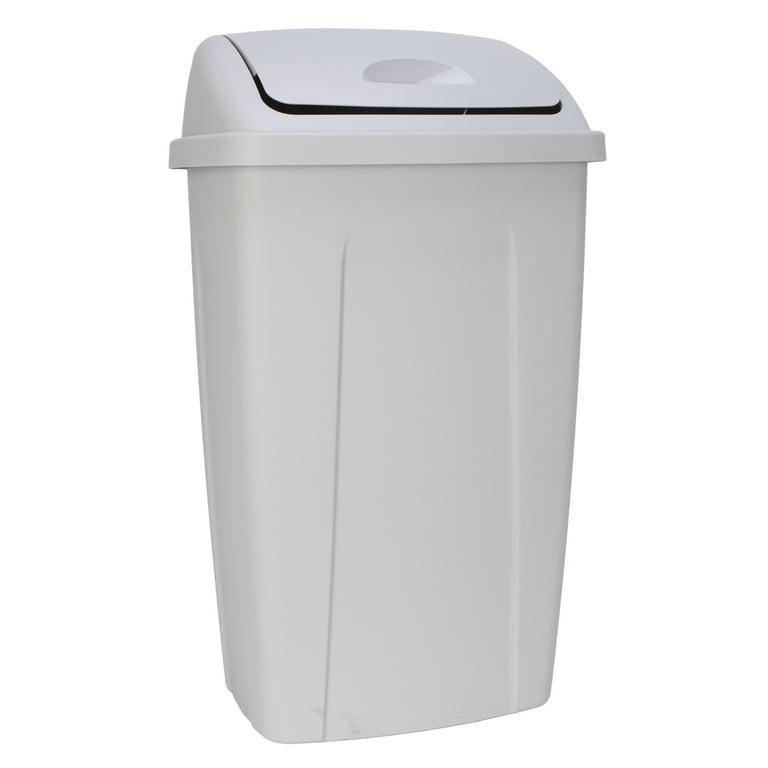 Mainstays 13 Gallon Trash Can, Plastic Swing Top Kitchen Trash Can, Gray