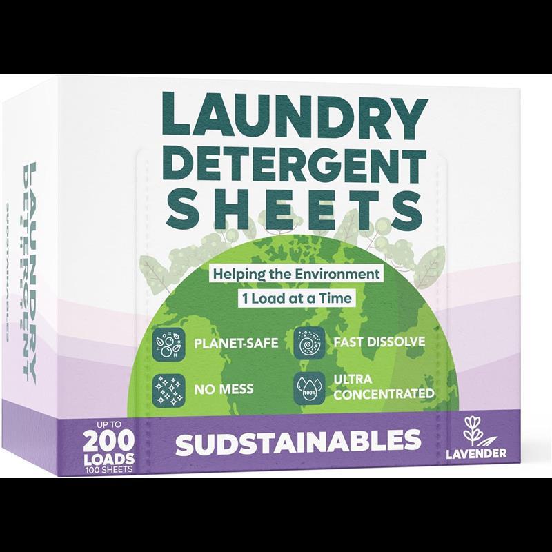 Laundry Detergent Sheets (200 Loads) - Eco Friendly Laundry Soap Detergent Strips I Eco Friendly, Zero Waste, Plastic Free, Planet Friendly (Lavendar)