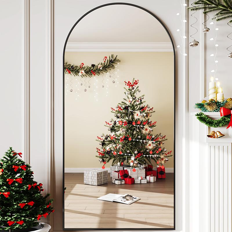 Full Length Mirror, Oversized Floor Mirror, Arched Full Body Mirror with Stand Large Floor Standing Mirror, Hanging Mounted Mirror for Bedroom, Living Room Cloakroom