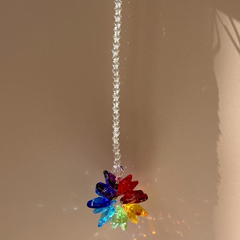 Flower Design Hanging Decoration, Clear Glass Hanging Charm, Rainbow Decoration Gift For Girl, Pride Month Decor