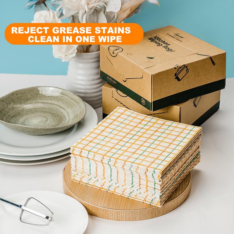 LUXU Reusable Cleaning Wipes Dry Multi-Use Reusable Cloths,30 Count,Heavy Duty Cleaning Cloths,Biodegradable Dish Paper Towels  Household Microfiber