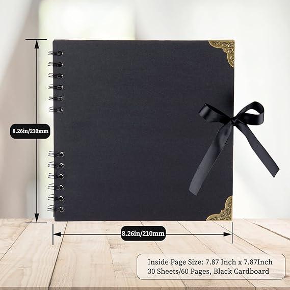 Photo Album Scrapbook 100 Pages(8.3x11.6in) Personalized, Hardcover Black Page Scrapbook