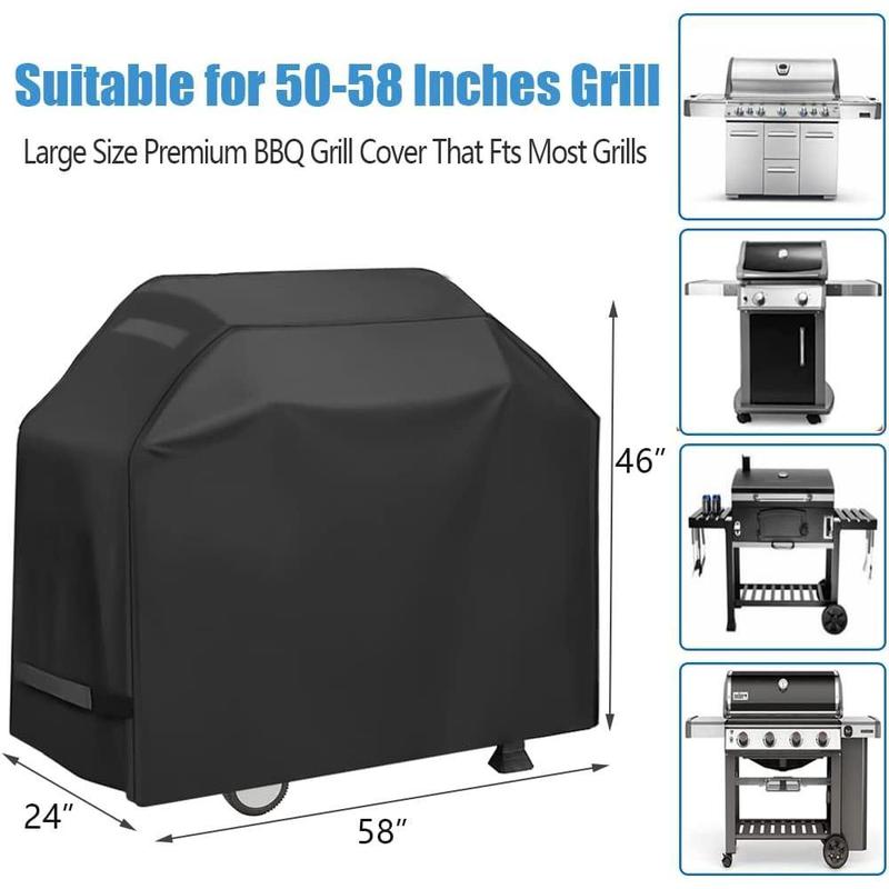 Waterproof BBQ Grill Cover, 58 inch Rip-Proof and Anti-UV Barbecue Gas Grill Cover Compatible for Weber Char-Broil Nexgrill Grills and More