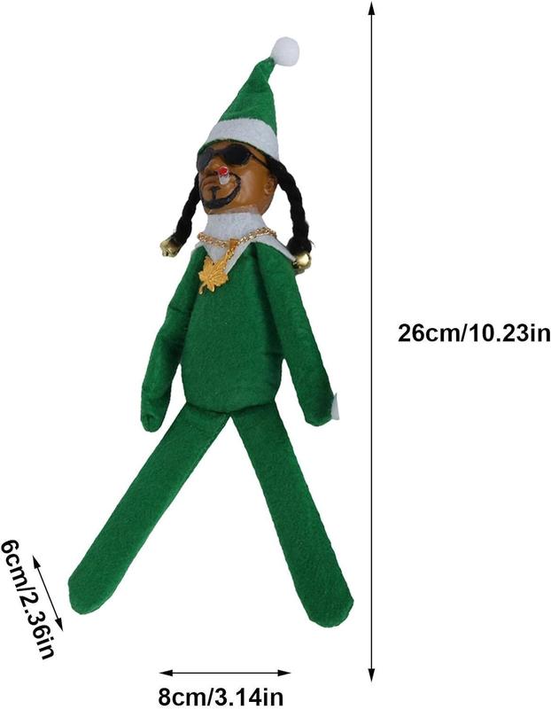 Snoop on a Stoop 11.8IN Christmas Elf Doll Christmas Elf Plush Doll Handmade Elf Doll Hip Hop Doll Christmas Ornaments Plush Doll Toy for Christmas Party Holiday Home Garden Decor