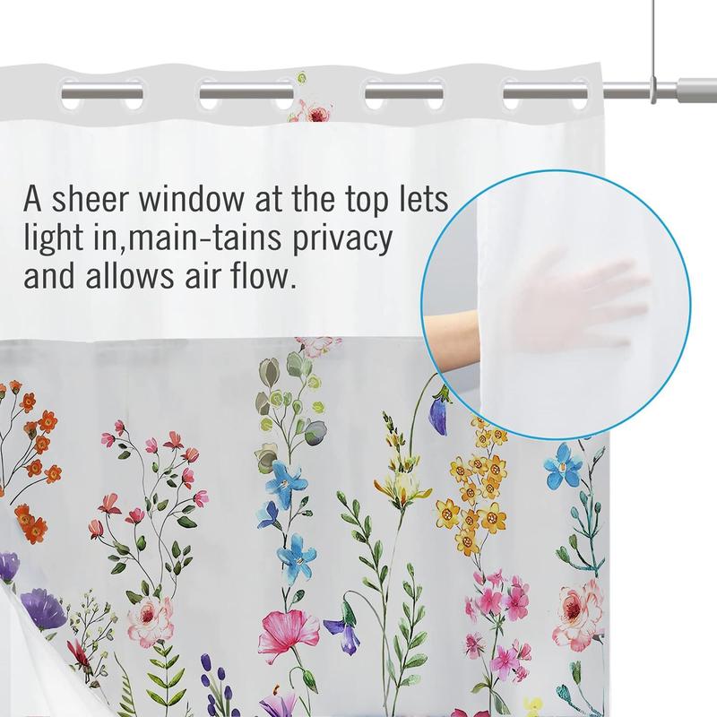 Floral Print Shower Curtain, 1 Count Waterproof Shower Curtain with Hanging Hole, Bathroom Decor Supplies for Home & Hotel & Dormitory, Bathroom Gadgets 2024, Room Accessories for 2024