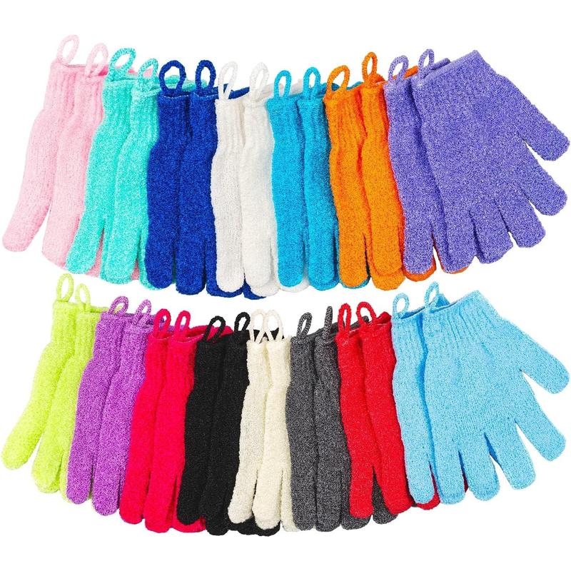 30 Count Exfoliating Gloves for Shower, 15 Colors Body Exfoliator Glove with Hanging Loop, Scrub Exfoliate Glove Mitt Bath Face Spa Hand Scrubber Wash Deep Scrubbing Dead Skin for Women Men Accessories Personal