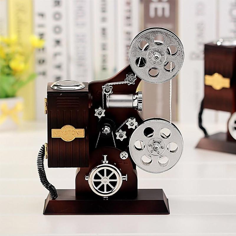 POPgifts Movie Projector Music Box,Mini Antique Vintage Craft Music Box Plays Tune for Elise Christmas Birthday Home Office Study Room Décor