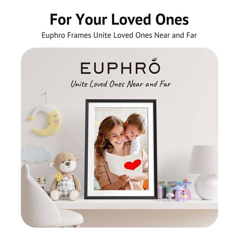 Euphro 10.1'' Digital Picture Frame with 32GB Storage, Digital Photo Frame with Touchscreen, 2024 Christmas Gift, Share Photos Videos and Send Best Wishes, Music Calendar Alarm Home Decor, Gift ideas