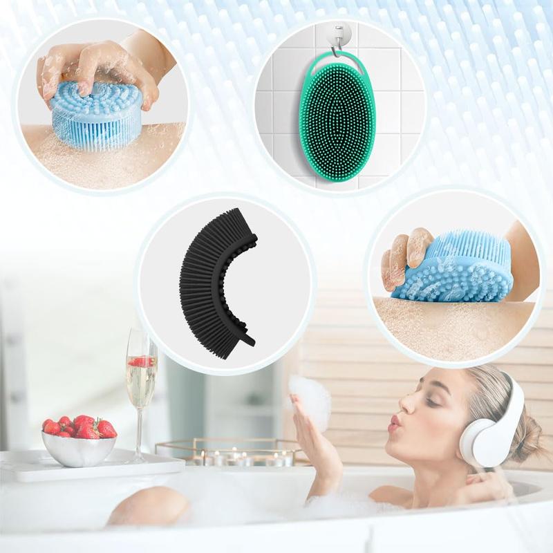 Silicone Body Scrubber,Loofah Exfoliating Body Scrubber,Bath Brush,Set of 3 Soft Body Scrubber,Deep Pore Cleansing,Long Lasting and Durable,Bristles Suitable