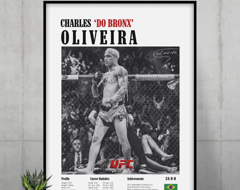 Charles Oliveira Poster, UFC Poster, Poster Ideas, Brazillian Poster, Fighter Poster, Athlete Motivation, Wall Decor