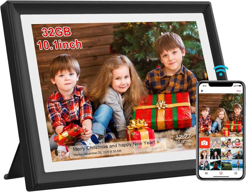 [Black Friday] Christmas Gift Smart Digital Photo Frame, 10.1-Inch WiFi Digital Picture Frame with 1280x800 IPS HD Touch Screen, 32GB Storage, Auto-Rotate, Wall Mountable, Easy Share Photos Videos via Free App from Anywhere