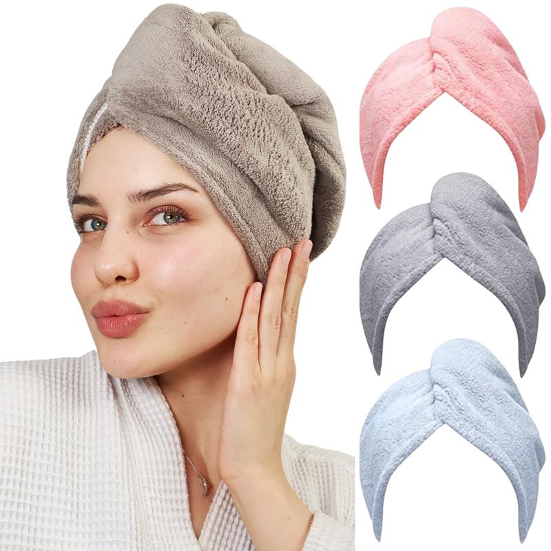 Hair Towel Wrap Microfiber Soft Pack Absorbent drying turbans curly hair well secure easy to use for all age Lightweight Bathroom Reusable breathable