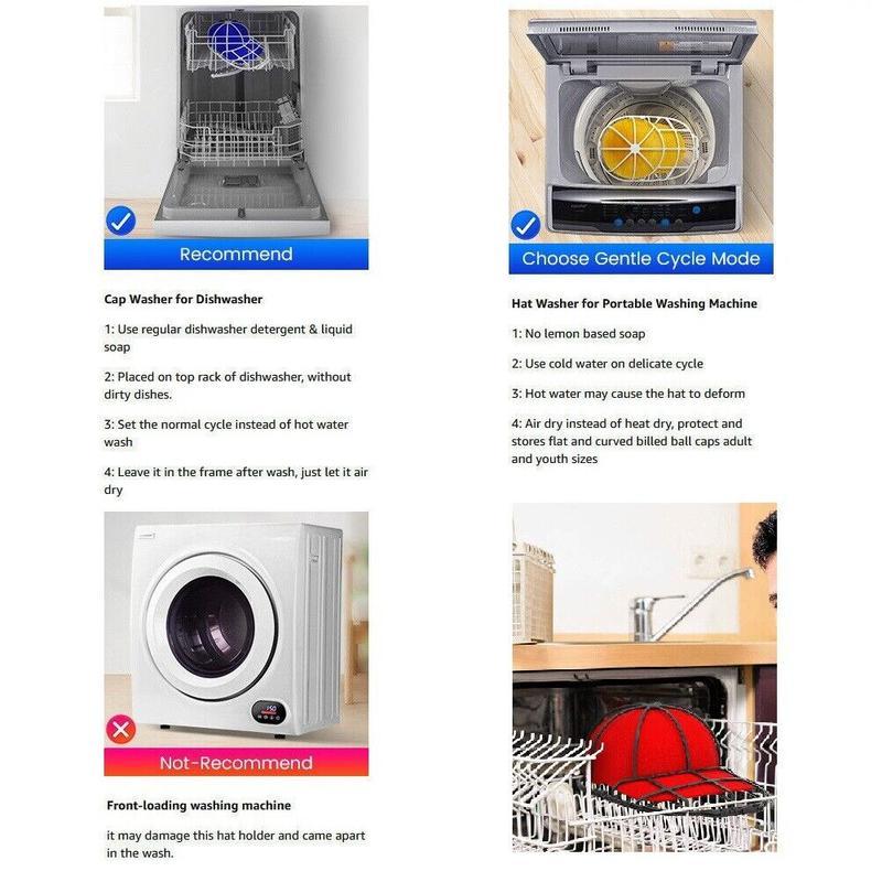 2 Pack Hat Washer Baseball Cap Cleaner Machine Washing Cage Holder Frame Net BL Accessories Laundry.