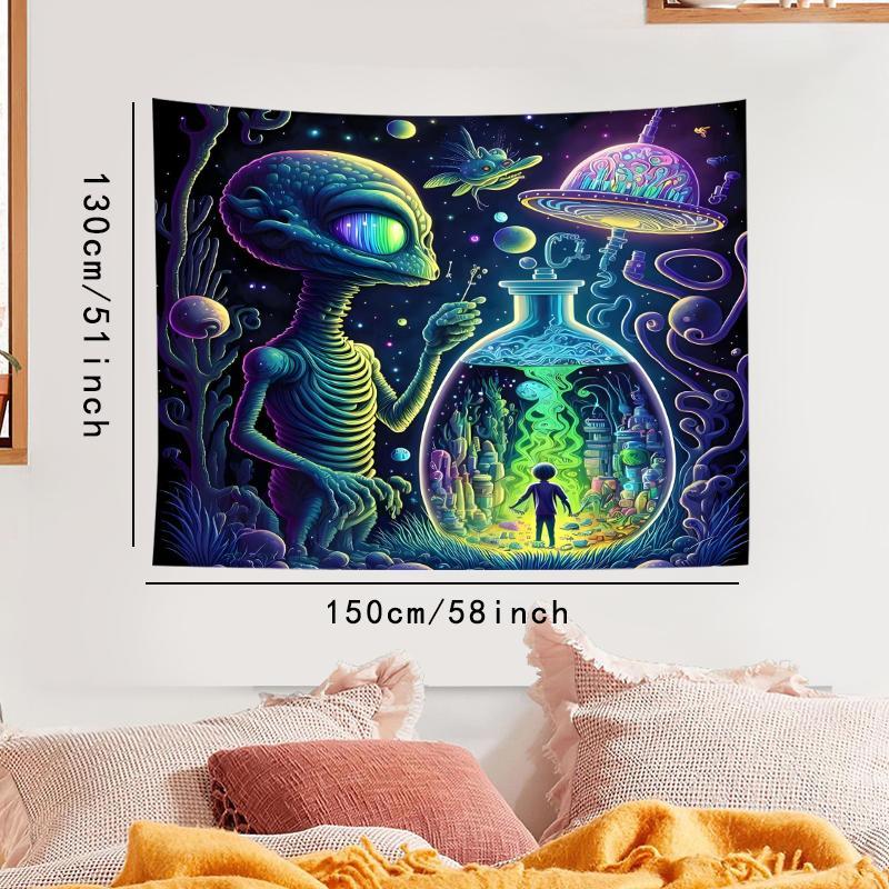 Alien Pattern Tapestry, 1 Count Creative Tapestry with Installation Accessories, Wall Hanging Decor for Bedroom & Living Room