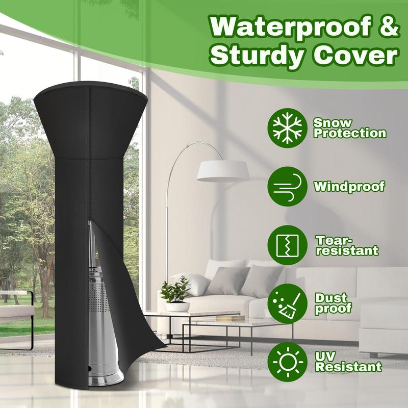 Patio Heater Cover, 420D Outdoor Heater Cover for Standing Heater Cover with Zipper  Storage Bag, Waterproof Heat Lamp Outdoor Patio Cover for Heater (89x33x19in)