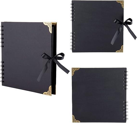 Photo Album Scrapbook 100 Pages(8.3x11.6in) Personalized, Hardcover Black Page Scrapbook