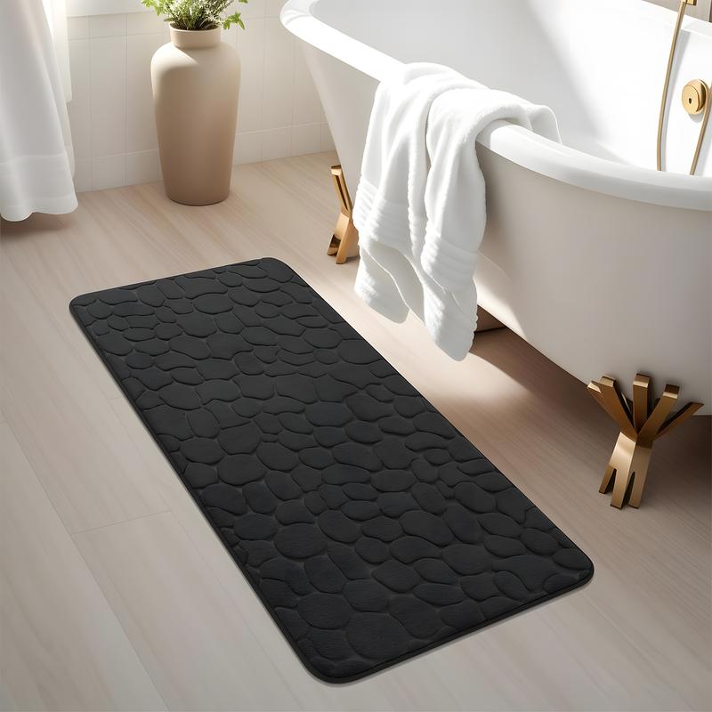 3pcs Memory Foam Bathroom Mats Set, Non-Slip Bath Rug, Toilet U-Shape Mat, Soft Comfortable Shower Room Carpet, Stone Embossed Solid Color Bath Mat, Bathroom Decor,  kitchen Area Rugs, Bathroom Accessories water absorbent bath Pebble Letter