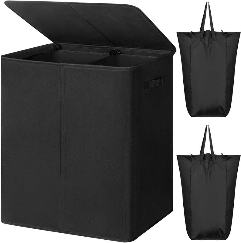 [Back to School] 154L Double Laundry Hamper with Lid, 2-Section Collapsible Organizer for Bedroom, Dorm, Bathroom, College