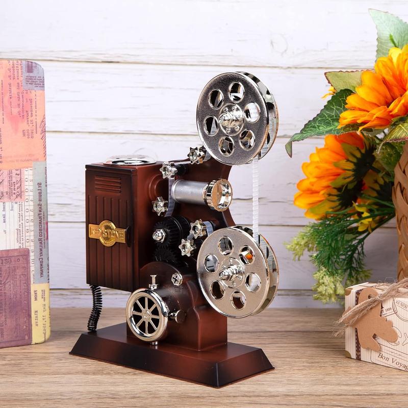 POPgifts Movie Projector Music Box,Mini Antique Vintage Craft Music Box Plays Tune for Elise Christmas Birthday Home Office Study Room Décor