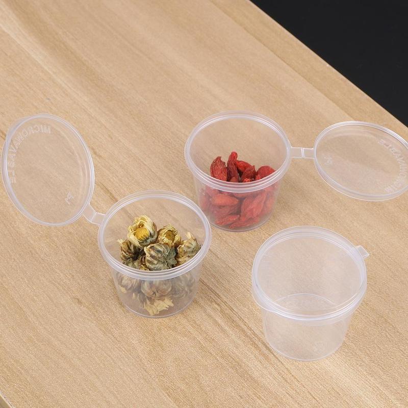 Disposable Sauce Cup with Lid (100pcs), Clear Disposable Sauce Cup, Kitchen Organizer, Food Sauce Container Box