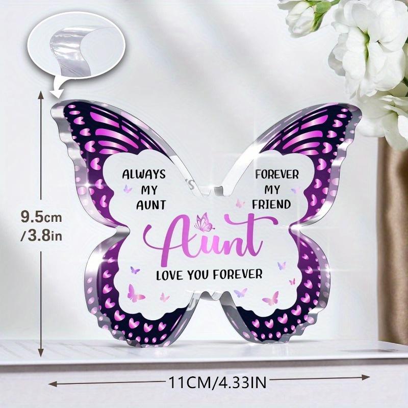 Aunt Gifts from Niece Nephew, Auntie Gift Ideas -  Butterfly-Shaped Acrylic Plaque Gifts for Aunt Birthday Mothers Day Valentines Thanksgiving Christmas