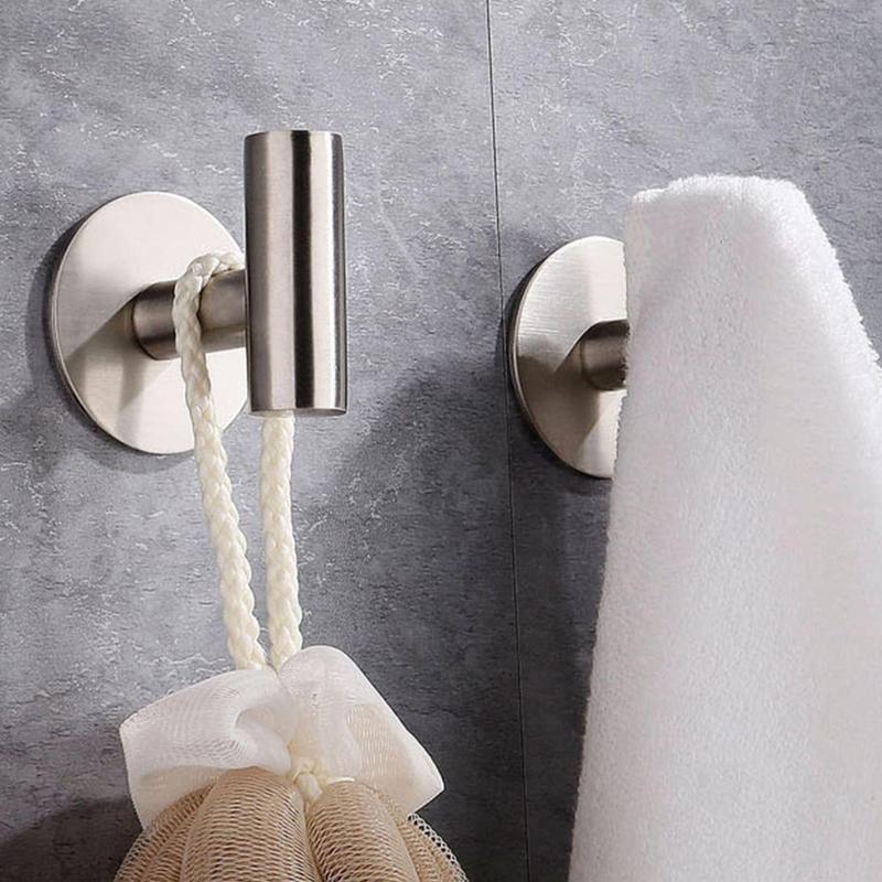 Adhesive Hooks, Heavy Duty Punch-free Wall Hooks, Stainless Steel Waterproof Shower Hooks, Multifunctional Wall Mounted Towel Hooks for Home Bathroom Bedroom Kitchen