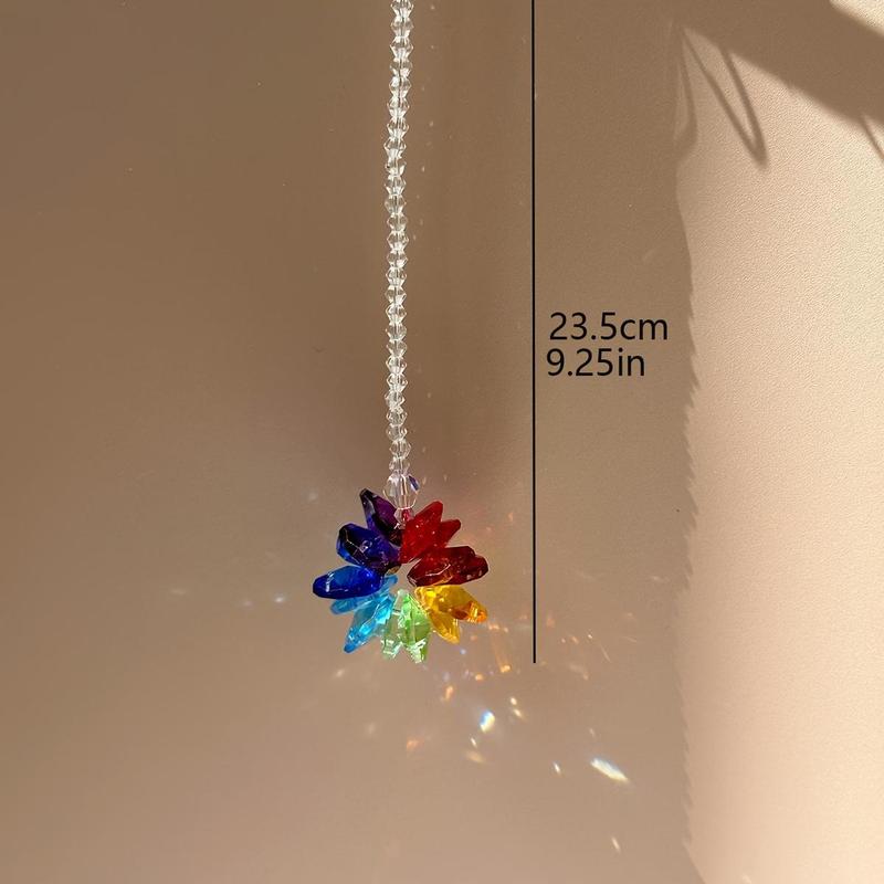 Flower Design Hanging Decoration, Clear Glass Hanging Charm, Rainbow Decoration Gift For Girl, Pride Month Decor