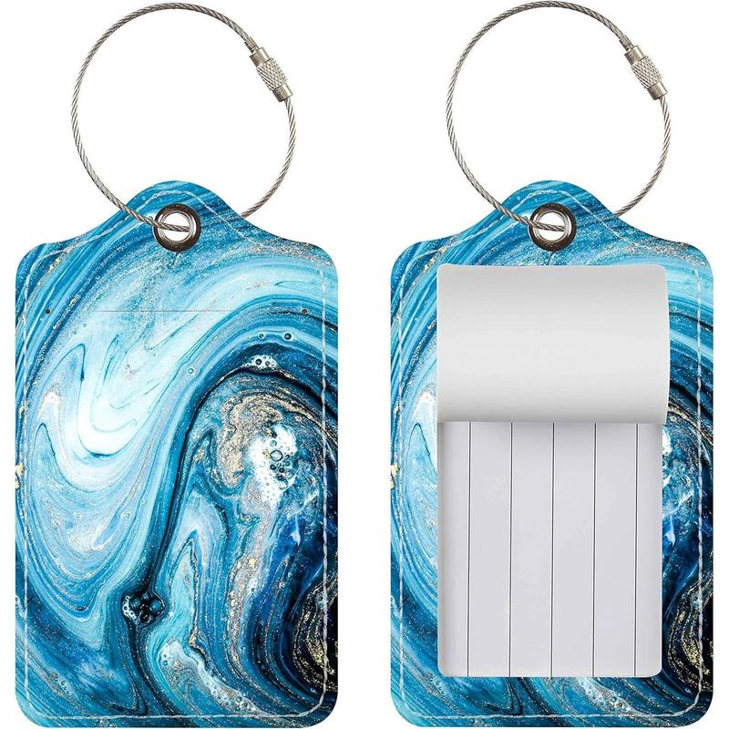 4 Pack Luggage Tags with Full Privacy Cover Stainless Steel Loop for Travel Bag Suitcase