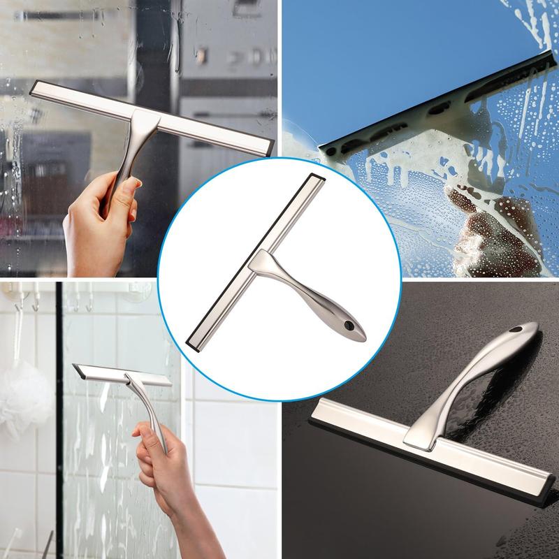 All-Purpose Shower Squeegee for Shower Doors, Bathroom, Window and Car Glass - Stainless Steel, 10 Inches