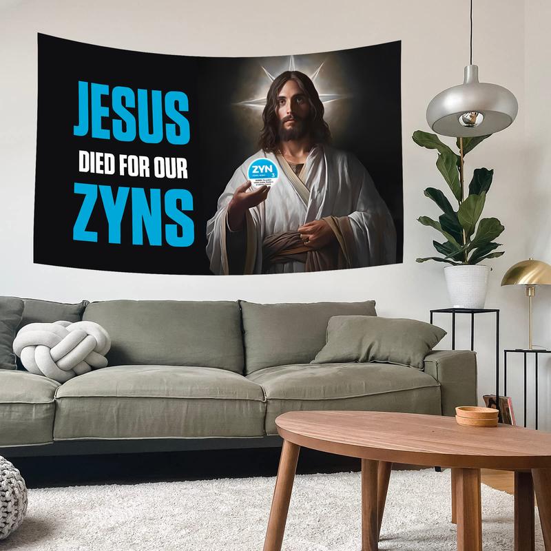 Zyn Jesus Flag 3x5 Feet Flag Funny Poster Durable Man Cave Wall Flag with Brass Grommets This beautiful entertaining banner flag for College Dorm