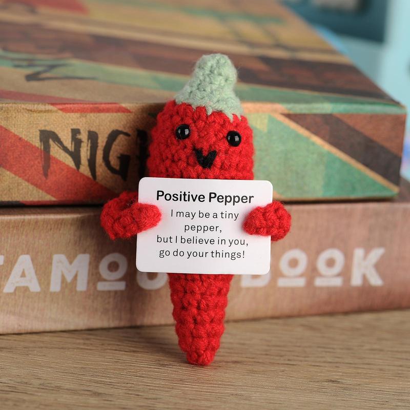 Cute Creative Chili Design Crochet Ornament, Positive Pepper Decor, Home Decor for Living Room Bedroom Office