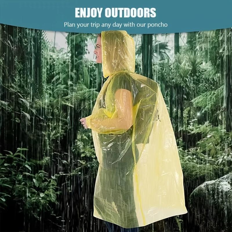 Portable Disposable Raincoat, 4 Counts set Lightweight Waterproof Raincoat, Raincoat for Men and Women, Perfect for Camping, Hiking, Cycling