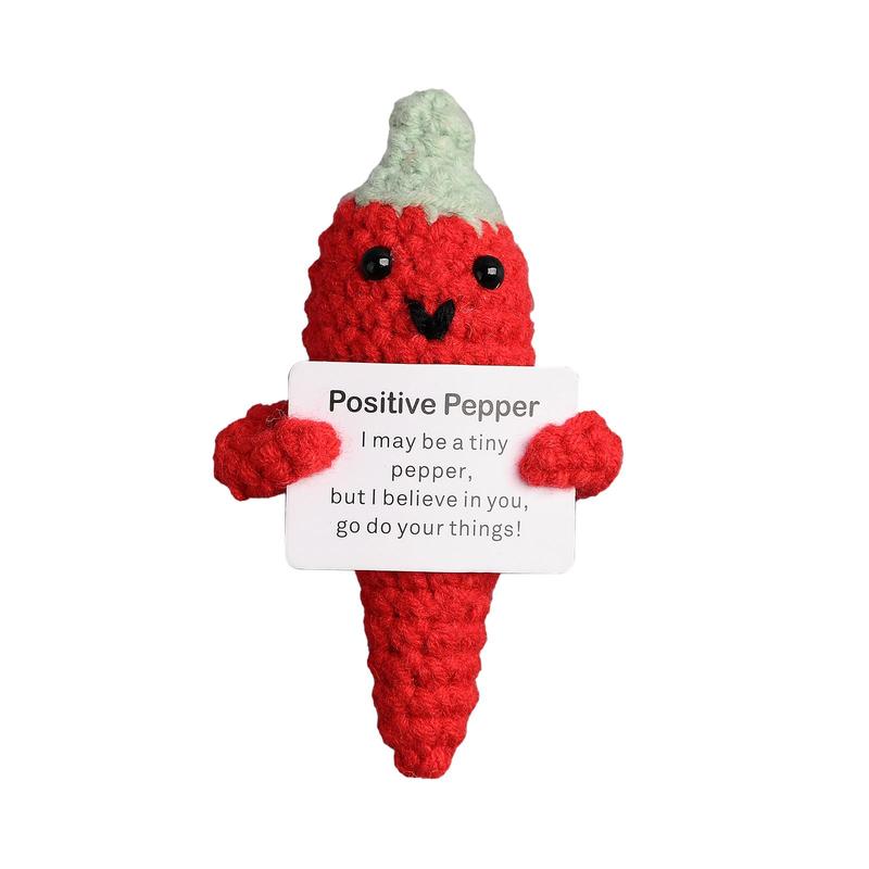 Cute Creative Chili Design Crochet Ornament, Positive Pepper Decor, Home Decor for Living Room Bedroom Office