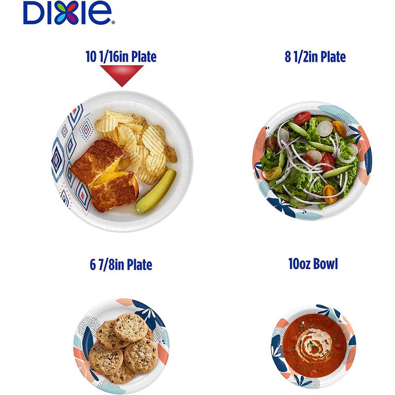 Dixie Large Paper Plates, 10 Inch, 204 Count, 2X Stronger, Microwave-Safe, Soak-Proof, Cut Resistant, Disposable Plates for Everyday Breakfast, Lunch, & Dinner Meals Georgia-Pacific