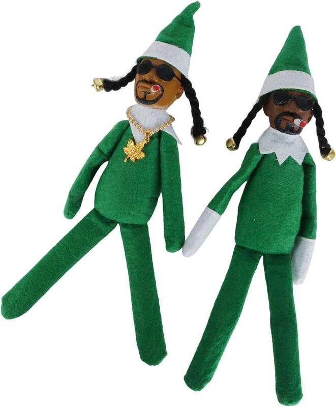 Snoop on a Stoop 11.8IN Christmas Elf Doll Christmas Elf Plush Doll Handmade Elf Doll Hip Hop Doll Christmas Ornaments Plush Doll Toy for Christmas Party Holiday Home Garden Decor