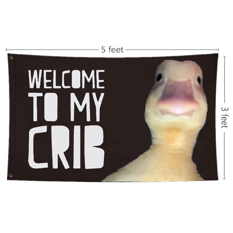 Welcome to My Crib Flag 3x5FT,Printed Polyester,Vibrant Colors, Flags with 2 Brass Grommets Banners