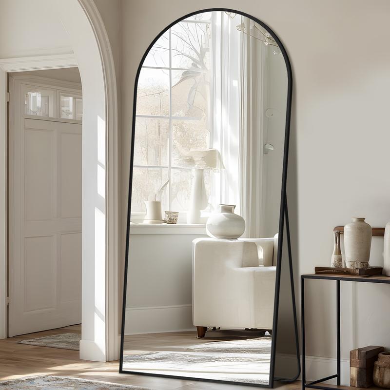 Full Length Mirror, Oversized Floor Mirror, Arched Full Body Mirror with Stand Large Floor Standing Mirror, Hanging Mounted Mirror for Bedroom, Living Room Cloakroom