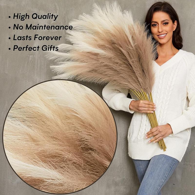 Faux Pampas Grass, 9 PCS 37 '' 3.1FT Tall Fluffy Fake Floral Pompas, Large Artificial Pompous Grass Branches for Floor Vase Fillers, Boho Farmhouse Room Wedding Decor